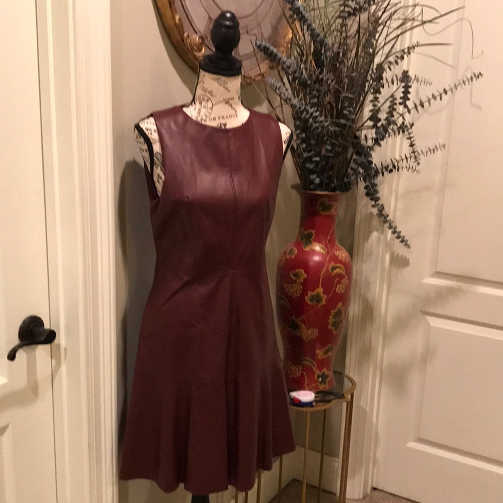 She & Sky faux leather dress in burgundy Size Medium